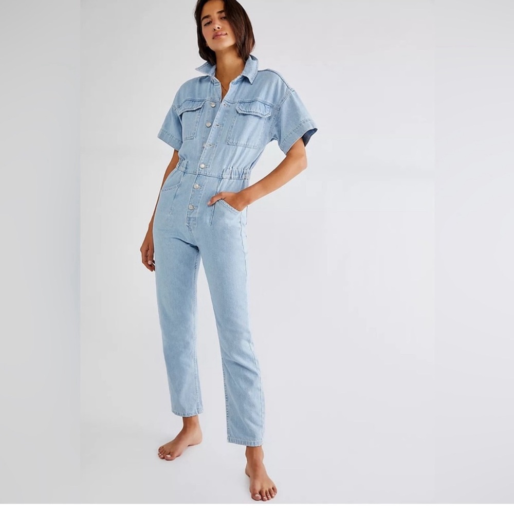We The Free Marci Coverall Denim Jumpsuit S